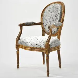 【フランスアンティーク②】ルイ16世様式 華麗ストライプ織物張 メダリオンチェア フランスアンティーク②】ルイ16世様式 華麗ストライプ織物張