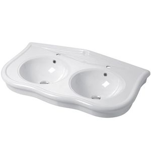 2ボウル洗面器 / 壁掛け式 / 丸形 / セラミック