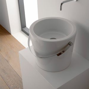 カウンタートップ型洗面器 / 丸形 / セラミック / コンテンポラリー