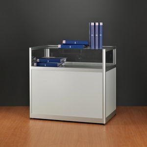 コンテンポラリー展示ケース / 脚上 / ガラス製 / 木製