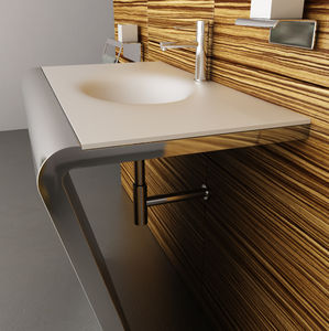 カウンタートップ型洗面器 / 長方形 / Corian® 製 / ステンレススチール