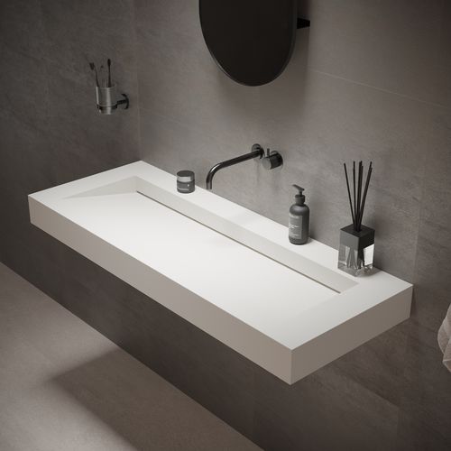 壁掛け式洗面器 - 290122 SOLIDSQUARE B-10 - IDEAVIT B.V - 個体表面 / 長方形 / 現代風