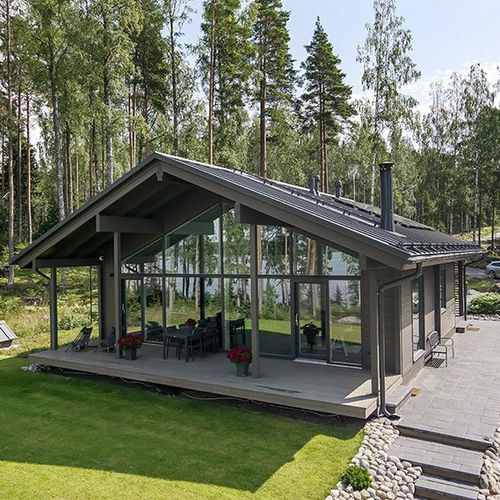 積層ソリッド ウッド製家 Sirius Honka Log Homes 省エネ 現代風 一階建て