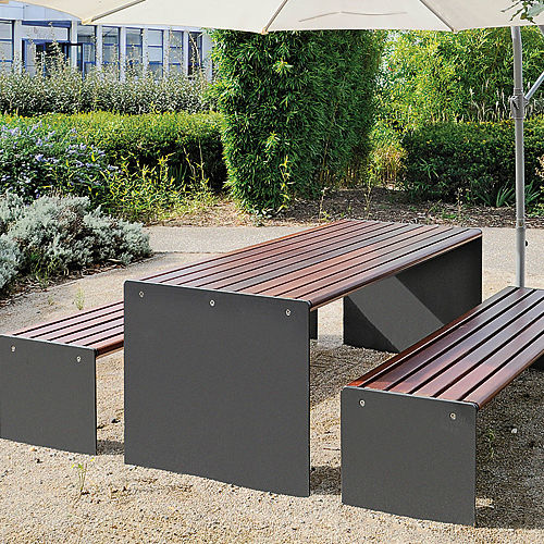 現代風ピクニック用テーブル - TALUS - Gem. Westeifel Werke GmbH - ハード ウッド製 / 亜鉛めっき鋼脚 / パウダーコーティングスチール脚