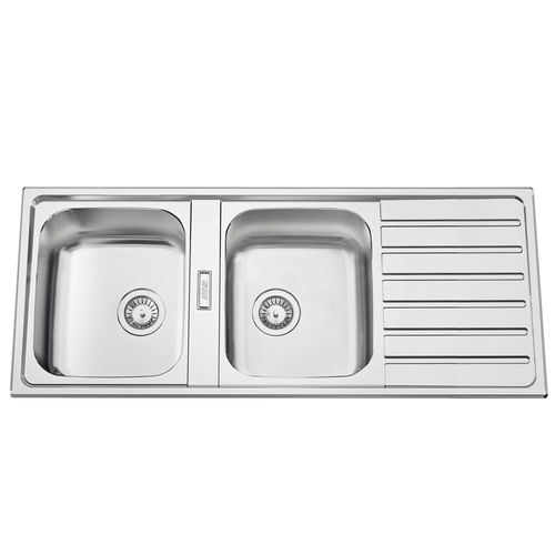 2槽流し台 - URBAN 120 - RODI HOME – kitchen sinks and accessories - 水切りあり / ポリッシュステンレススチール製 / オーバーマウント型