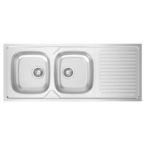 2槽流し台 - SIT ON 1200×500 BB - RODI HOME – kitchen sinks and accessories - 水切りあり / ステンレススチール / オーバーマウント型