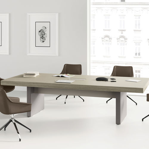現代風会議用テーブル - CONTACT - UFFICIO DESIGN ITALIA - メラミン / 革製脚 / 長方形