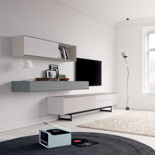 現代風テレビ用壁面ユニット - AARHUS 2 - Lagrama - ラッカー塗装ガラス製