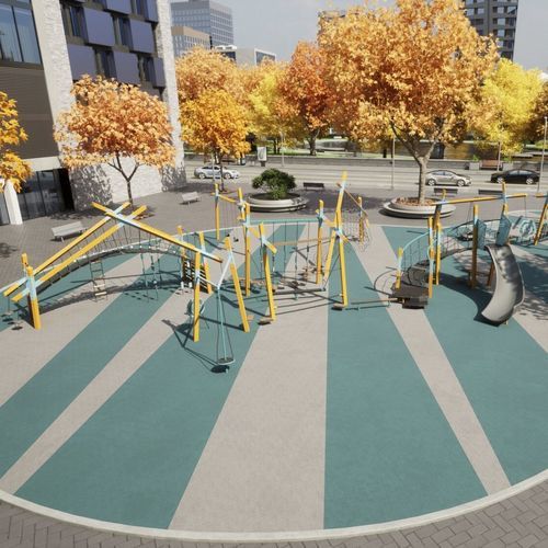 プレイグランド用プレイストラクチャー - City Center Park Design 8103 - LANDSCAPE STRUCTURES - ステンレス製 / 粉体塗装スチール製 / ポリエチレン