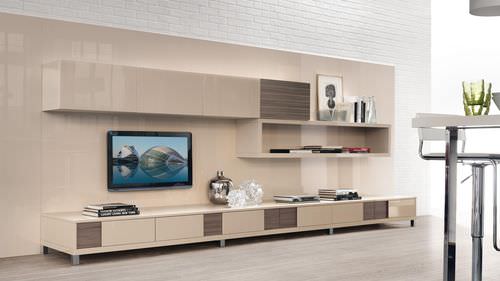 現代風テレビ用壁面ユニット - CREATIVA - CUCINE LUBE - 木製 / 漆木材