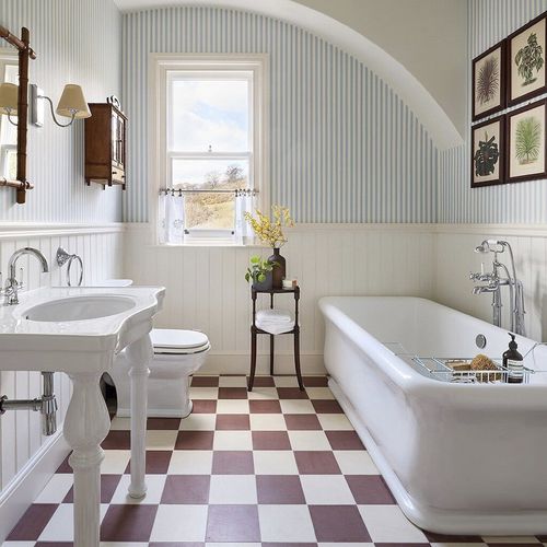 伝統的壁紙 - CLOSET STRIPE - Farrow & Ball - 縞模様 / ファブリック調 / 白