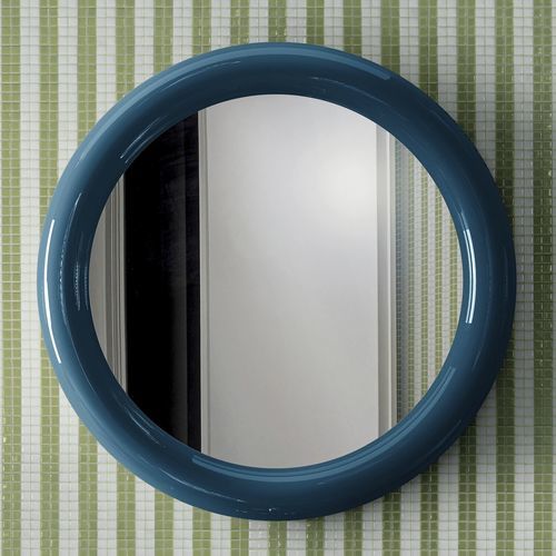 壁かけ式バスルーム用鏡 - WOW BLUEBERRY - BISAZZA - 現代風 / 円形 / ラッカー塗装MDF