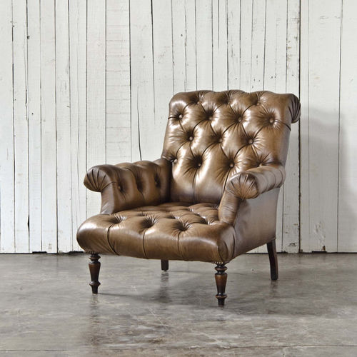 チェスタフィールドアームチェア - TUFTED CLUB - Ralph Lauren Home - 革製 / 茶色