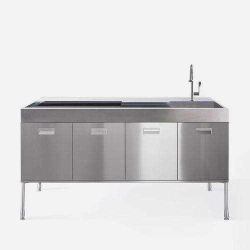 ステンレス製現代式アイランドキッチン - ARTUSI - Arclinea - 調理プレート付 / 一体型取っ手付き