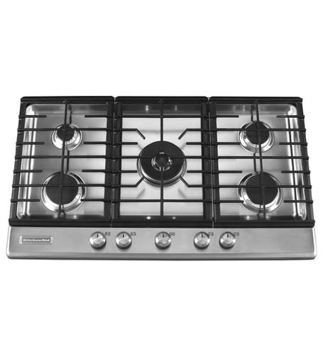 ガスコンロ - KFGS366VSS - KitchenAid - 5口 / 組み込み式 / ノブ付き