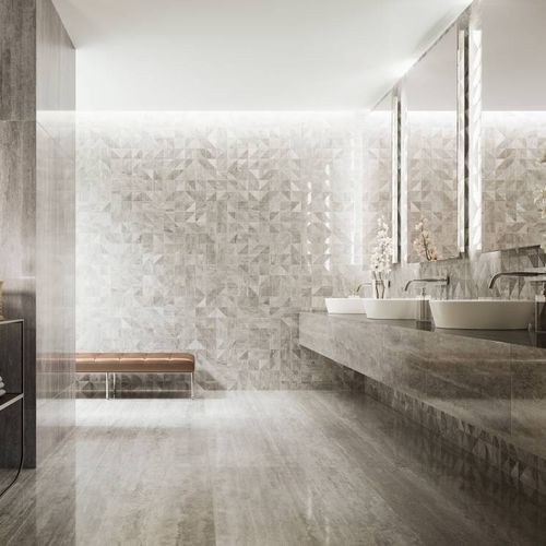 陶磁器タイル - PRESTIGIO TRAVERTINO GRIGIO   - CERAMICHE REFIN - 高光沢 / 構造 / 屋内用
