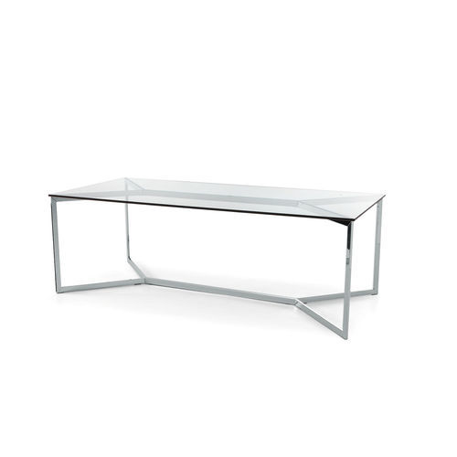 現代風会議用テーブル - CARLOMAGNO - Gallotti&Radice - ガラス製 / ステンレススチール脚 / 長方形
