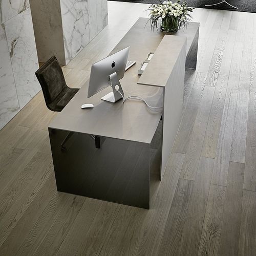 ラッカー塗装メタル製受付カウンター - AIR DESK MODESTY - Gallotti&Radice - ガラス製