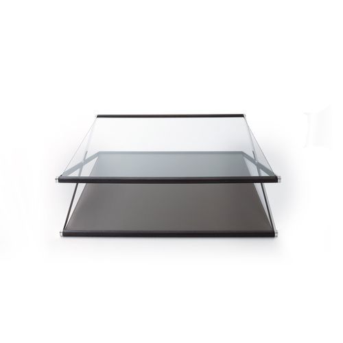 現代風ローテーブル - NOX - Gallotti&Radice - 硬化ガラス製 / ステンレススチール脚 / オーク材製脚