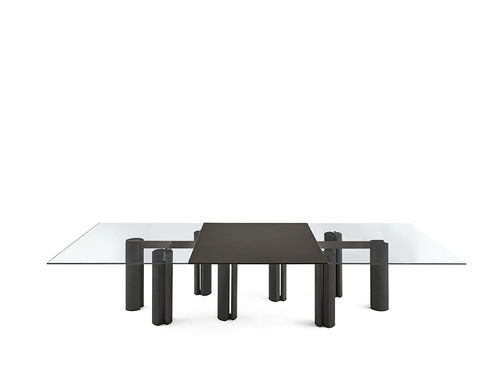 現代風テーブル - Simpòdio W System - Gallotti&Radice - クリスタル製 / トネリコ製脚 / 長方形