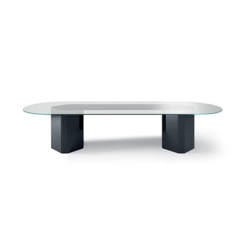 現代風会議用テーブル - AKIM SYSTEM - Gallotti&Radice - ガラス製 / 木製脚 / 強化ガラス脚