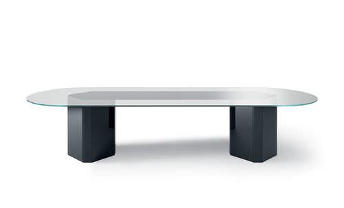 現代風会議用テーブル - AKIM - Gallotti&Radice - 木製 / ガラス製 / 楕円形