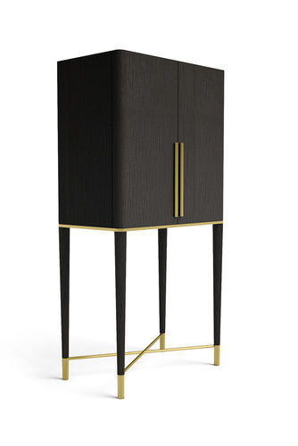 現代風バーキャビネット - Tama - Gallotti&Radice - 真ちゅう製 / トネリコ材 / 埋込照明付き