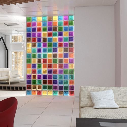 正方形ガラスレンガ - 1919/8 WAVE - SEVES GLASSBLOCK - 滑らかな仕上げ / 壁取り付け式 / 色付き