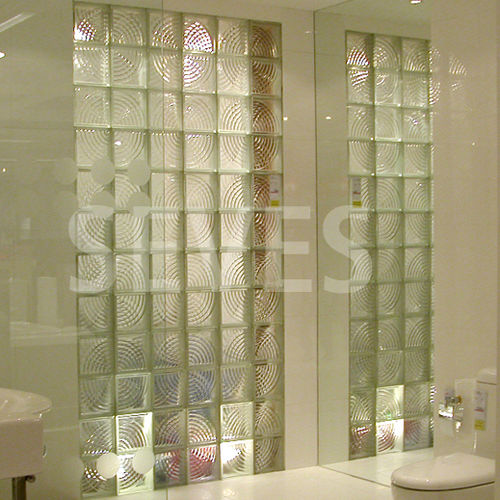 正方形ガラスレンガ - CLEAR 1919/8 MIDARC - SEVES GLASSBLOCK - エンボス加工 / バスルーム用 / 壁取り付け式