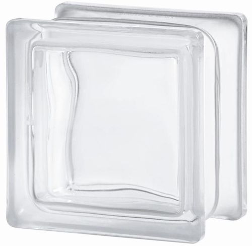 正方形ガラスレンガ - 1111/8 WAVE - SEVES GLASSBLOCK - 滑らかな仕上げ / 砂吹き / 壁取り付け式