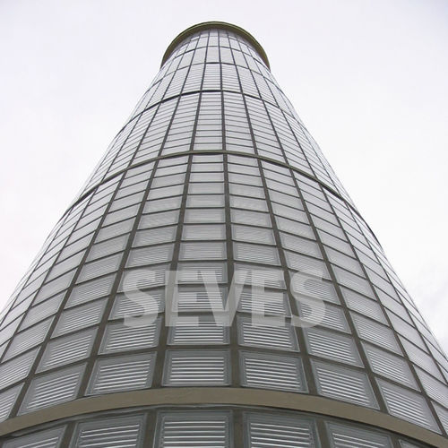 正方形ガラスレンガ - CLEAR 1919/8 PARALLINE - SEVES GLASSBLOCK - 砂吹き / エンボス加工 / 壁取り付け式