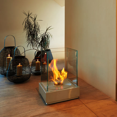 バイオエタノール庭園用火鉢 - Mini T - EcoSmart Fire - ステンレススチール製 / ガラス製 / 正方形