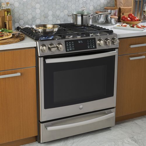 ガスオーブン付きコンロ - P2S930SELSS - general electric - 電動式 / 二元燃料 / 5口