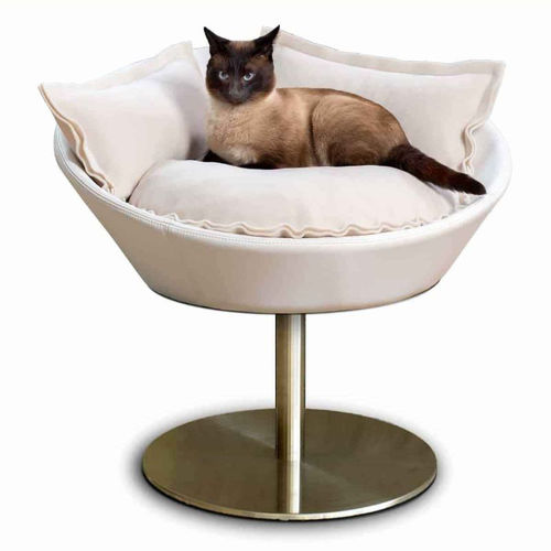 革製猫用ベッド - COSMO - pet.interiors - コットン / ステンレス製 / 取り外しできるクッション付き
