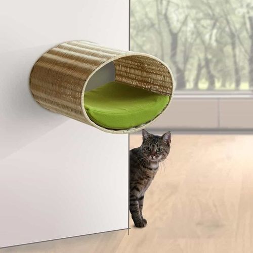 革製猫用ベッド - RONDO WALL - pet.interiors - ベロア / コットン / ステンレス製