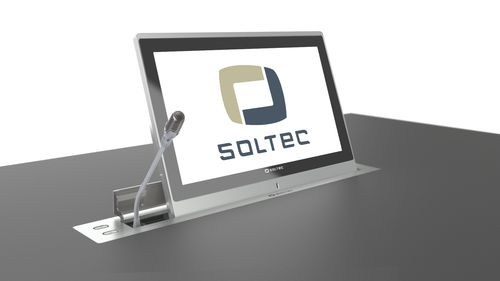 会議用テーブルタッチパネル - STRET156G-10 - SOLTEC S.L. - 組み込み型 / 電動式 / 格納