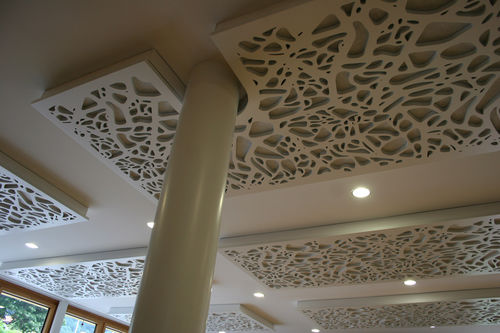仮天井用吸音パネル - MUNICIPAL BUILDING TRIMMIS - Bruag Design Factory AG - MDF / 長方形 / 業務用