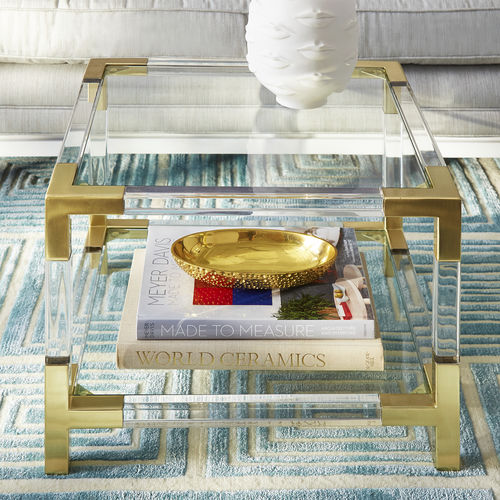 現代風サイドテーブル - JACQUES TWO-TIER - Jonathan Adler - ガラス製 / ブラッシュド黄銅 / アクリル製