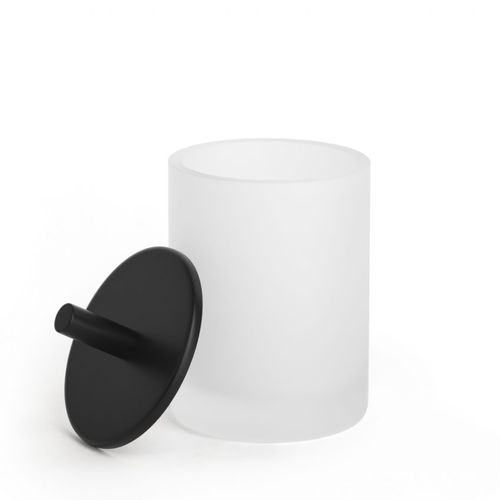 サンドガラス製収納箱 - ROUND UP: BLACK - Klomfar GmbH - ふた付き / バスルーム用