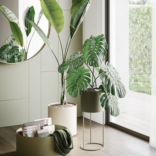 塗装金属製プランター - GLANCE - Ronda Design - 正方形 / ローラー付き / 現代風