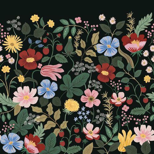 現代風壁紙 - Strawberry Fields  - York wallcoverings - 自然繊維 / 花柄 / 黄色