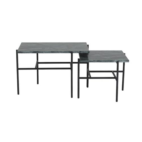 北欧デザインローテーブル - STONEUPCYCLE - Bruunmunch Furniture ApS - 大理石 / 漆塗り金属脚 / 長方形