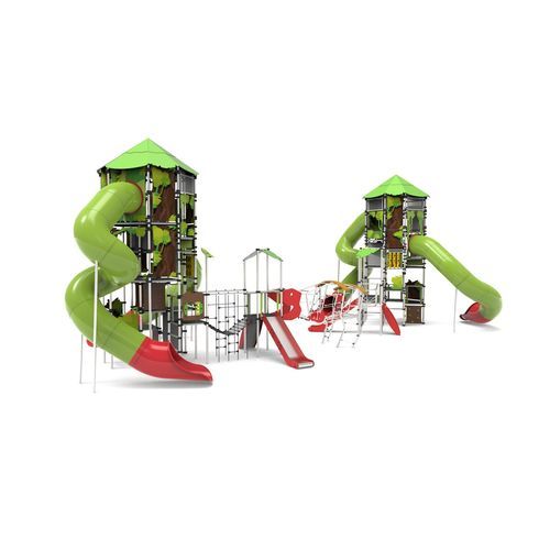 プレイグランド用遊び台 - T-REX  - Free Kids s.c. - 滑り台付 / クライミングネット付き / 木製