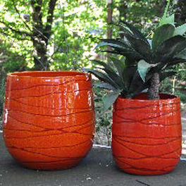 テラコッタ植木鉢 - SOLEIL COUCHANT : SAINT-TROPEZ - Les Poteries d'Albi - 円形