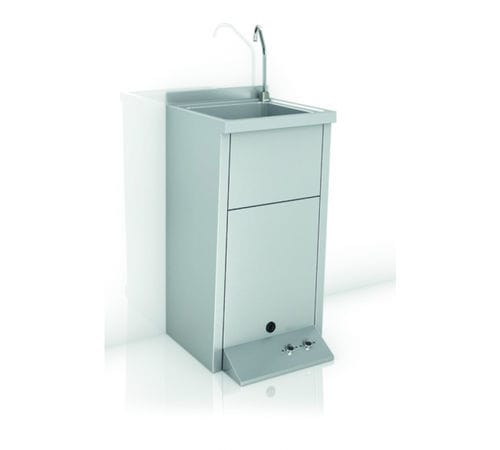 壁掛け式洗面器 - GW08 51 04 01 - genwec - 金属製 / ペダル式 / 長方形