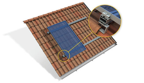 傾斜屋根用設置システム - WITH BRACKETS, FOR TILES AND ROMAN TILES - Thesan - 瓦屋根 / 一体型 / ねじ止め基礎杭付