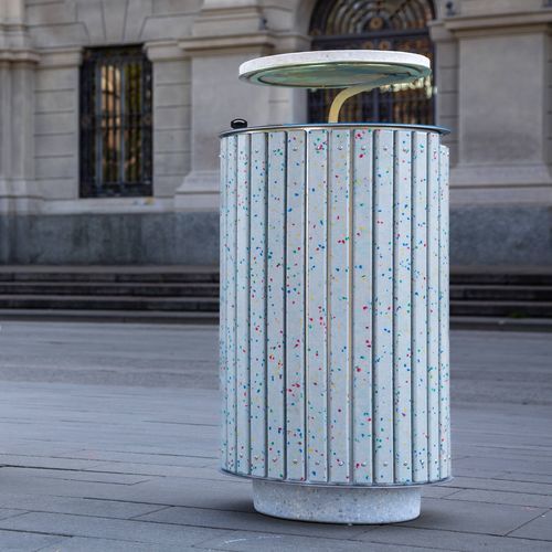 公共用ゴミ箱 - LUXURY - THE ITALIAN LAB SRL - 鋼板 / 再生プラスチック製 / セメント