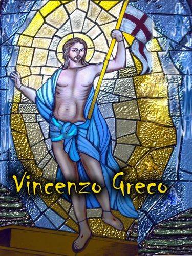 金属製窓 - RISEN JESUS - Vincenzo Greco - 固定 / ステンドグラス