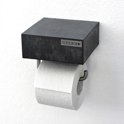 壁取り付け式トイレットロール紙保持具 - balneos - CO33 - ステンレススチール製 / コンクリート製 / 黒色