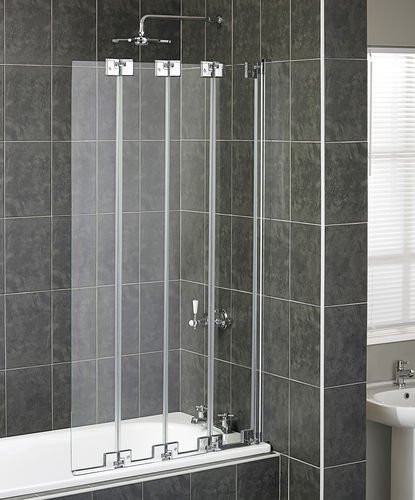 折りたたみ式シャワースクリーン - 1161771 - Aqualux Bathroom Design - 硬化ガラス製 / 枠無し